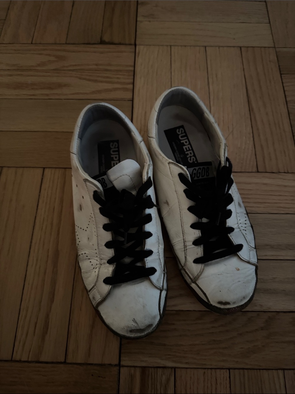 Golden Goose White Leather Sneakers with Black Laces